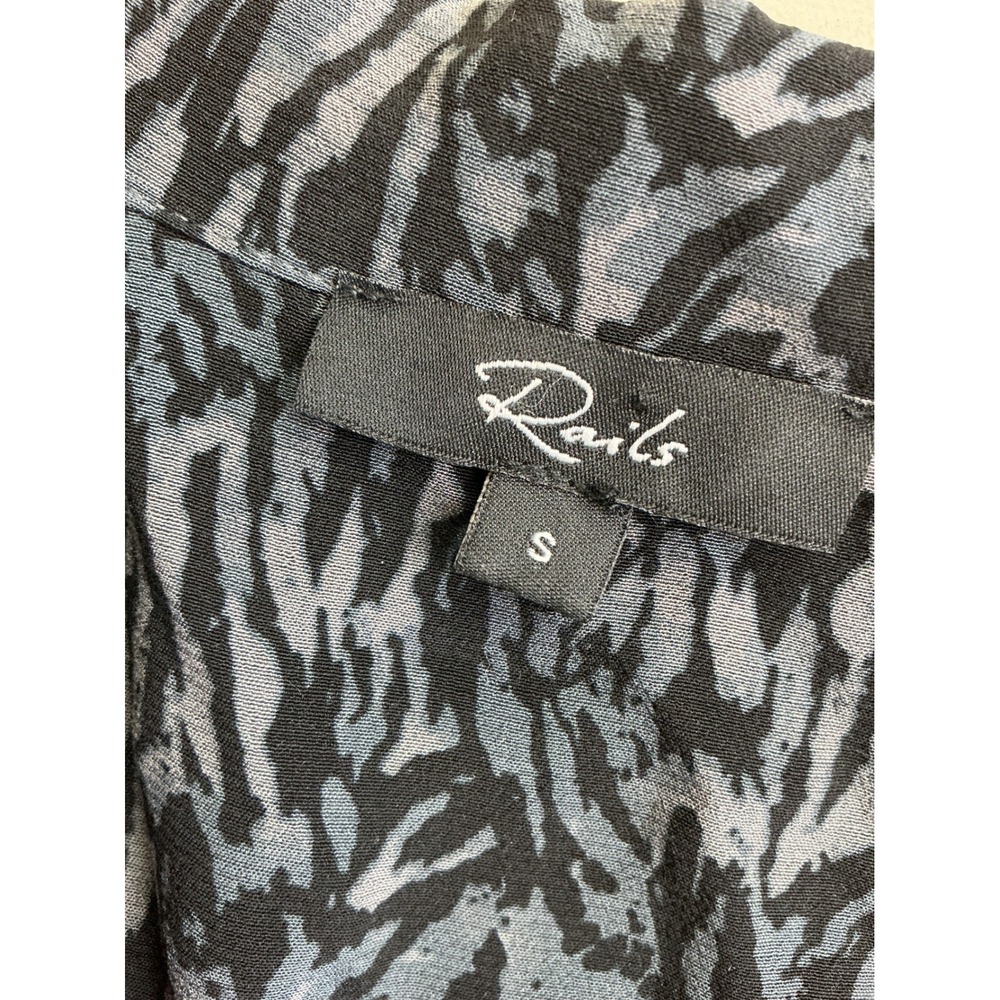 Rails Grey Black Abstract Animal Print Tiered Midi Shirt Dress Small - Picture 7 of 11